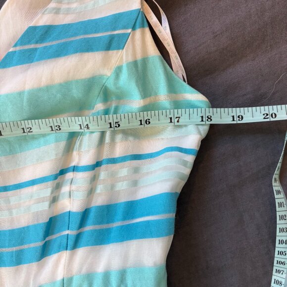 Lilly Pulitzer Silk Fit & Flare Dress 10 Blue White Striped V-Neck Cotton Lined - Picture 9 of 11